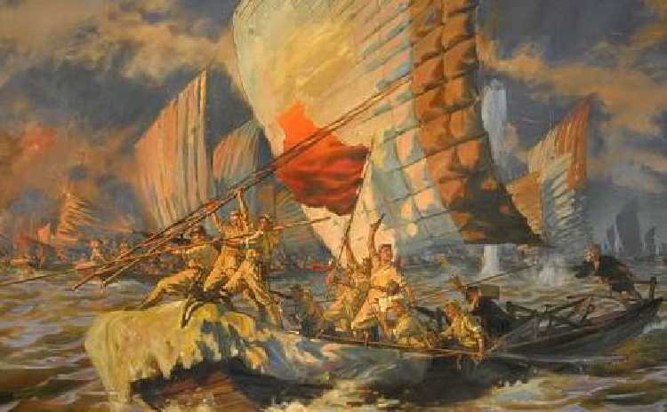 淝水之战油画图片